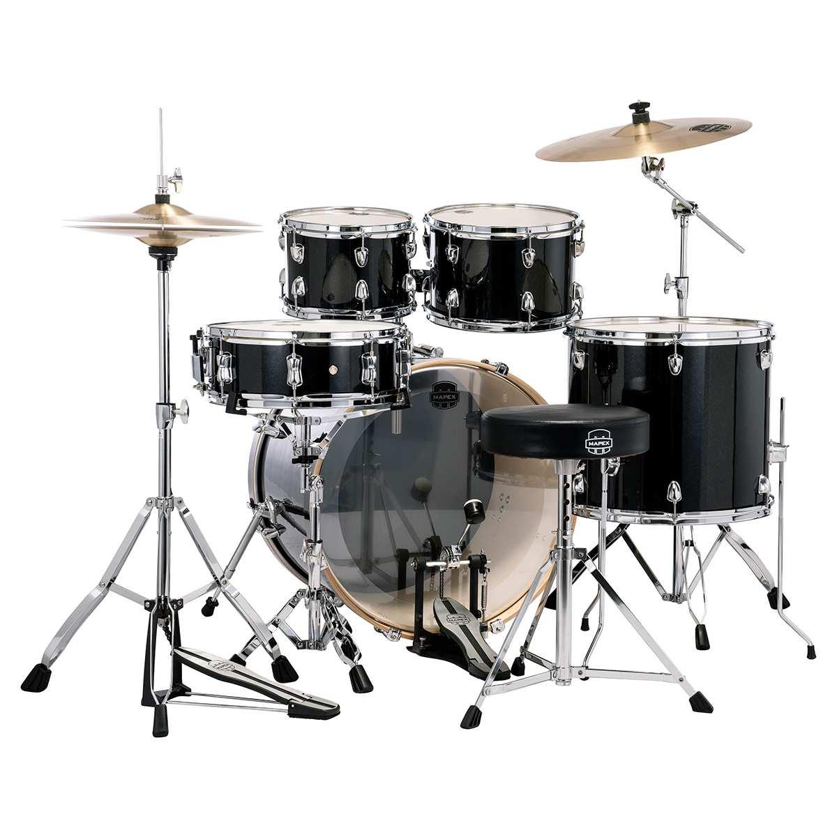 MAPEX VE5294FTCVH VENUS ROCK 5 PEZZI Black Galaxy Sparkle Cassa 22