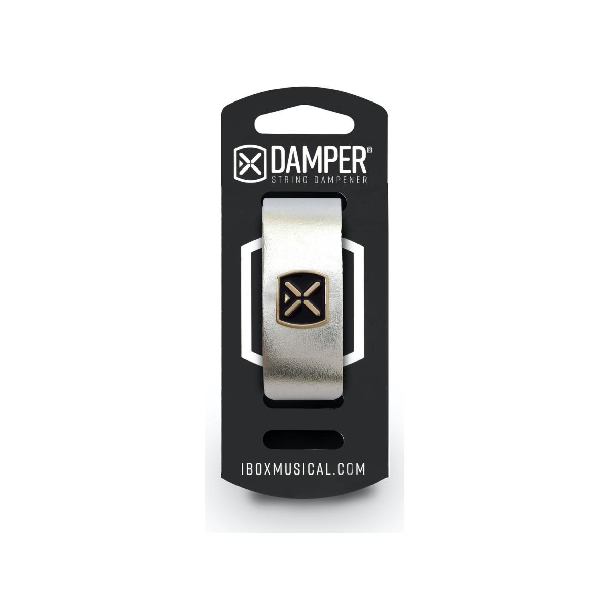 Ibox damper dm sm01 metallic silver leather damper ferma corde per chitarra e basso small