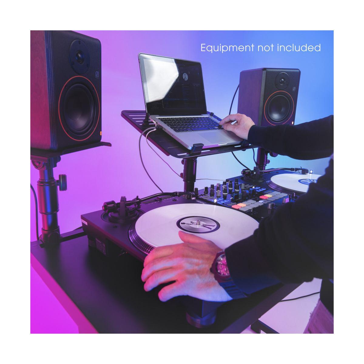 GRAVITY FDJT 01 - Tavolo per DJ con vassoi regolabili per diffusori e laptop