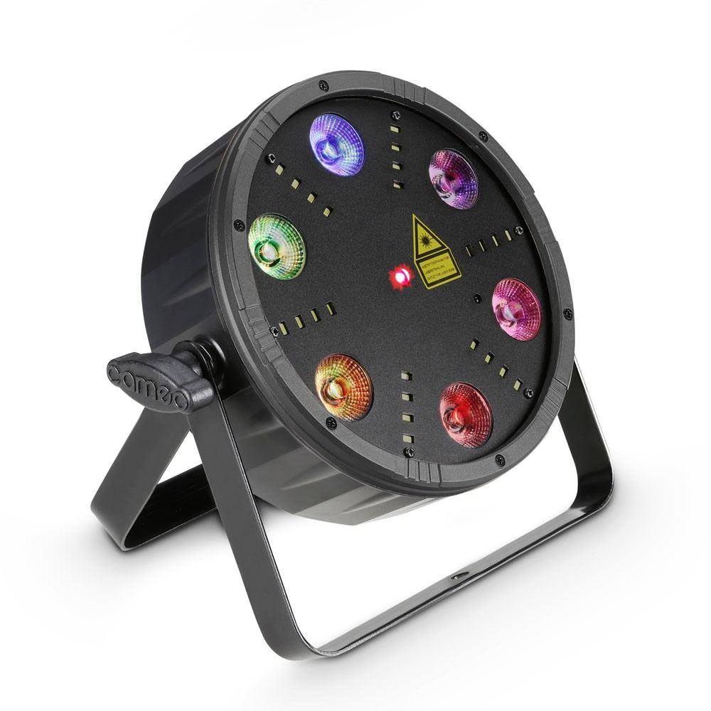 CAMEO Flat Storm - Proiettore PAR piatto 3 in 1 con strobo e laser grating