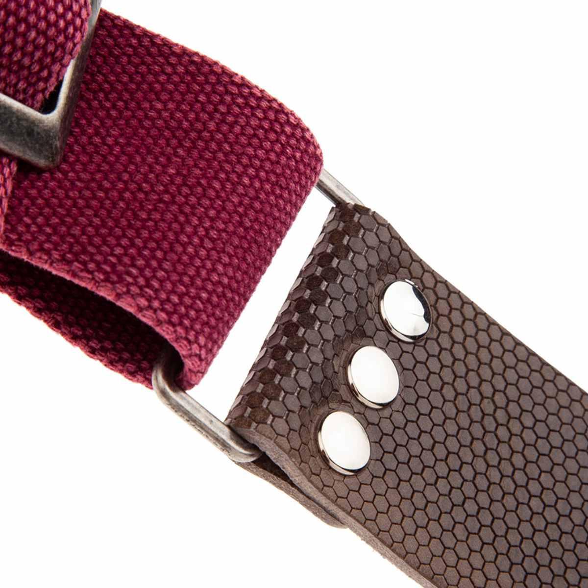 MAGRABO' TRACOLLA SC COTTON WASHED BORDEAUX FIBBIA RECTA ARGENTO 5cm