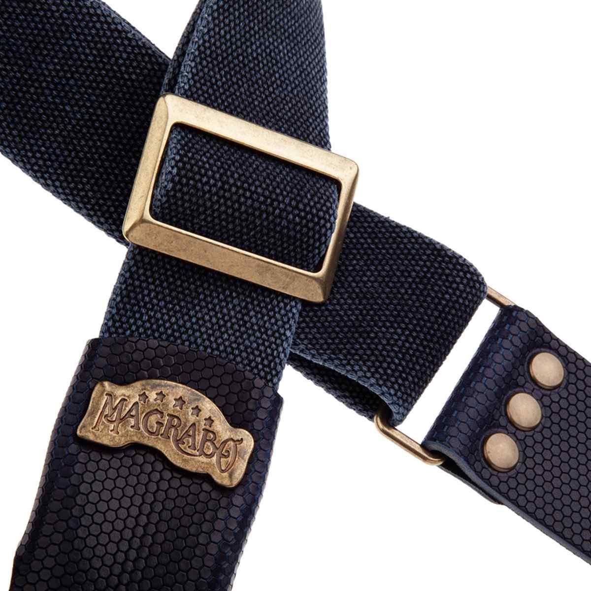 MAGRABO' TRACOLLA SC COTTON WASHED BLU FIBBIA RECTA OTTONE 5cm