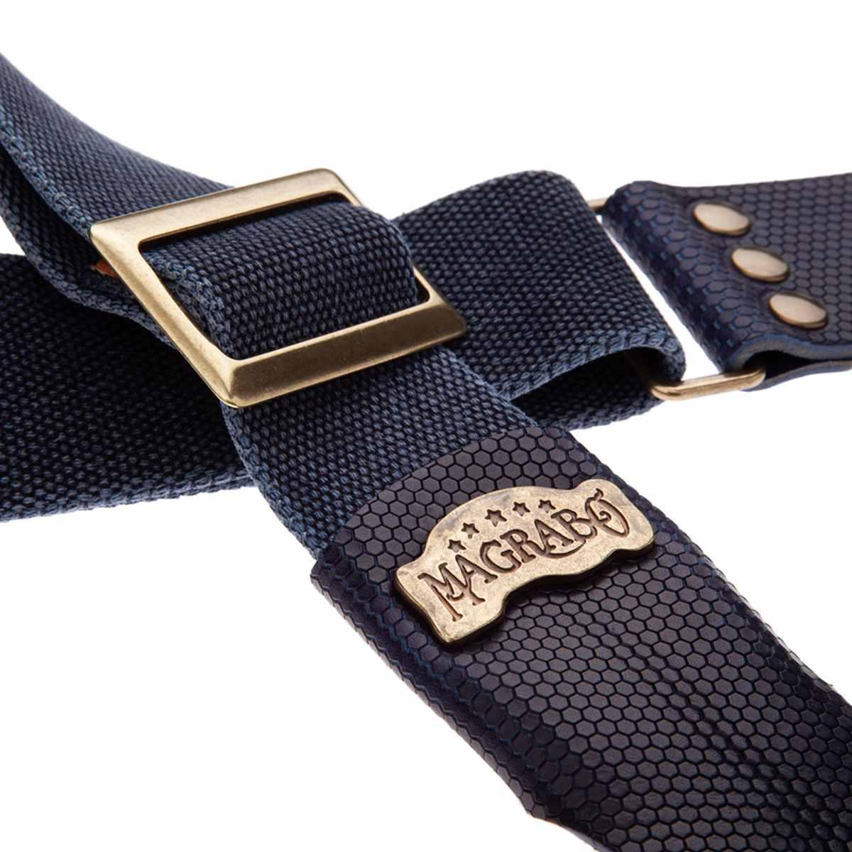 MAGRABO' TRACOLLA SC COTTON WASHED BLU FIBBIA RECTA OTTONE 5cm