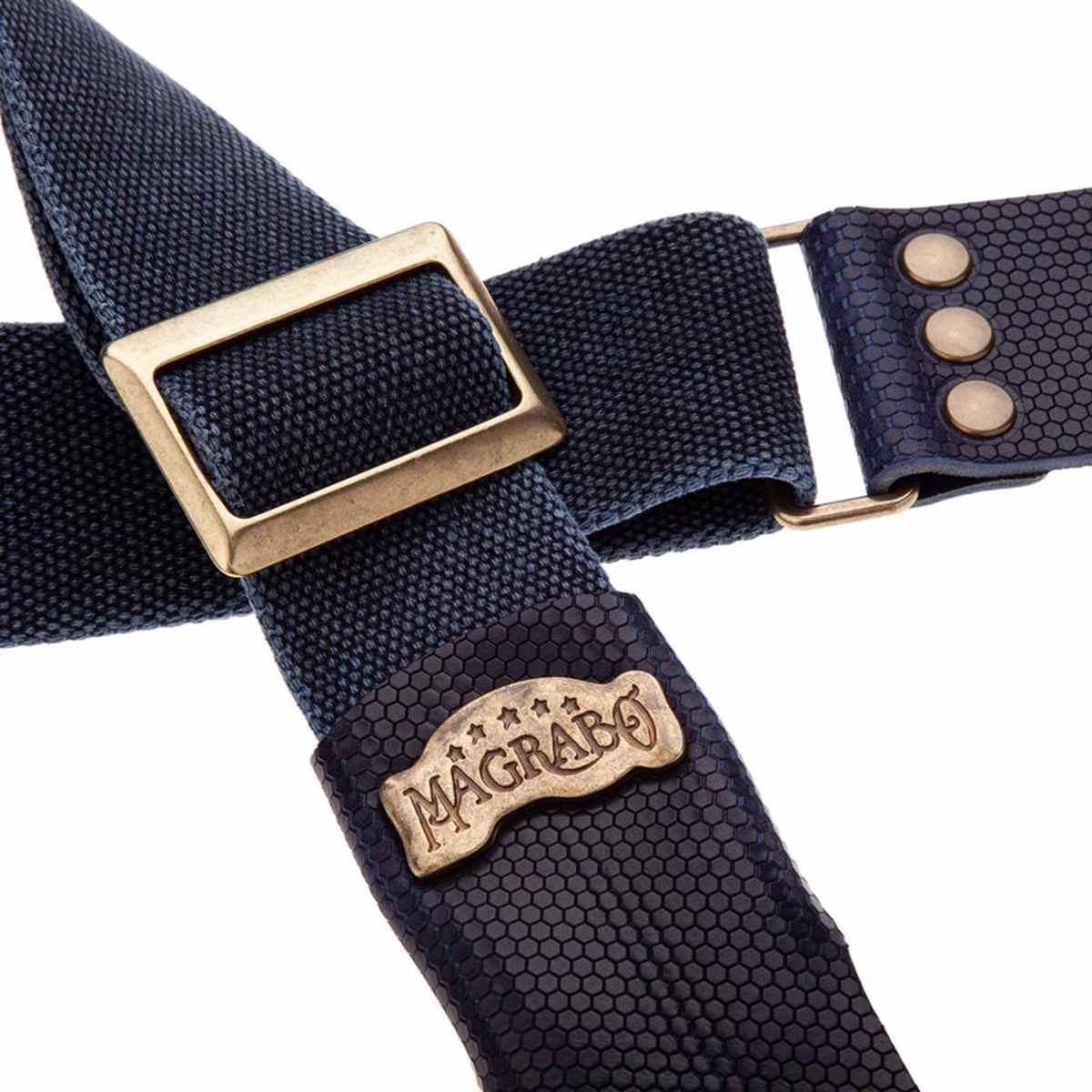 MAGRABO' TRACOLLA SC COTTON WASHED BLU FIBBIA RECTA OTTONE 5cm
