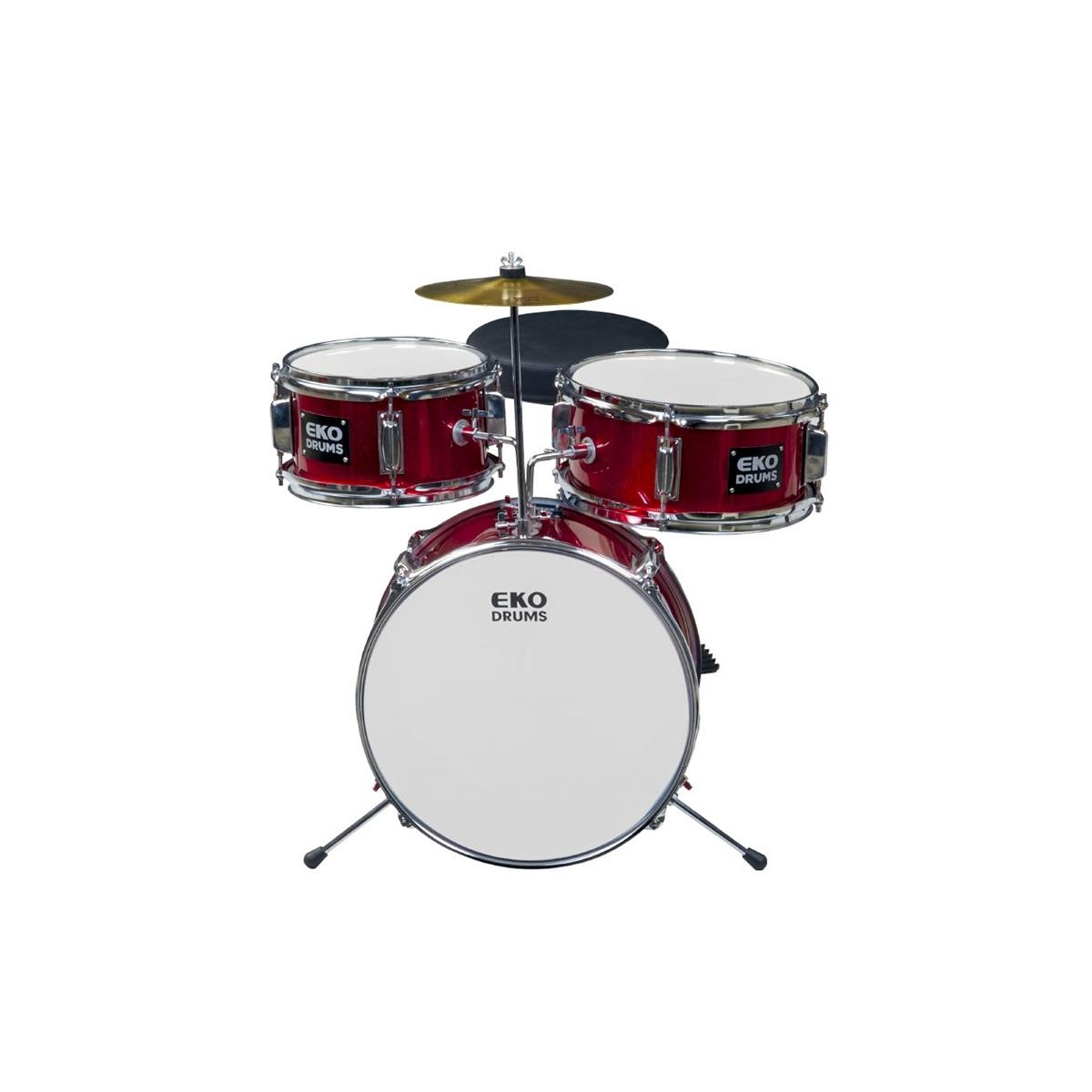 Eko drums ed100 red metallic batteria acustica per bambini ( 3 pezzi)
