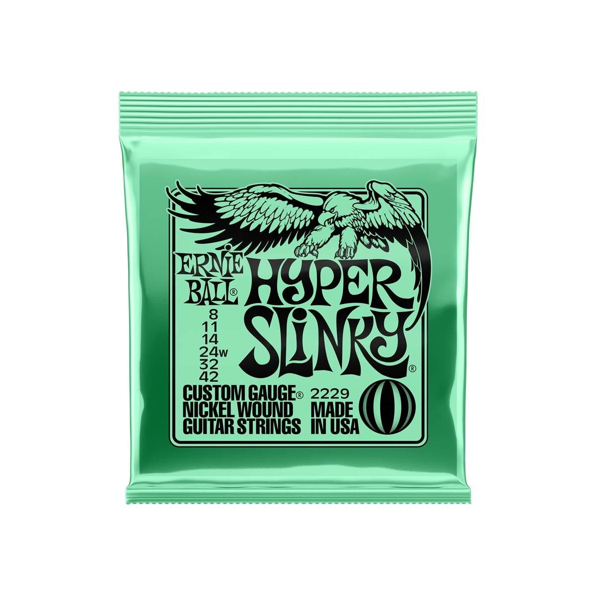Ernie ball 2229 hypier slinky set di corde per chitarra elettrica 008/42