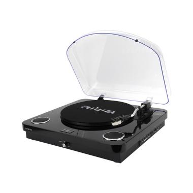 Aiwa gbtur-120bkmkii giradischi bluetooth/lettore mp3 con radio fm e altoparlanti 10w