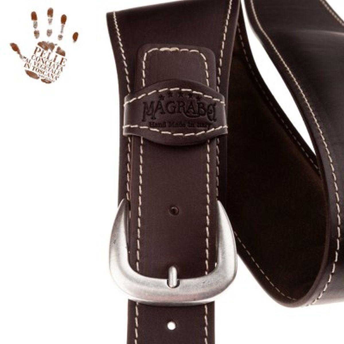 MAGRABO' ONE BUCKLE OS PADDED CORE EBANO 7,5cm FIBBIA CLASSIC ARGENTO TRACOLLA PER CHITARRA
