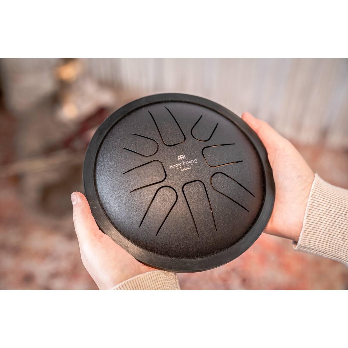 Sonic energy sstd1bk tongue drum in acciaio piccolo fa minore 8 note - nero