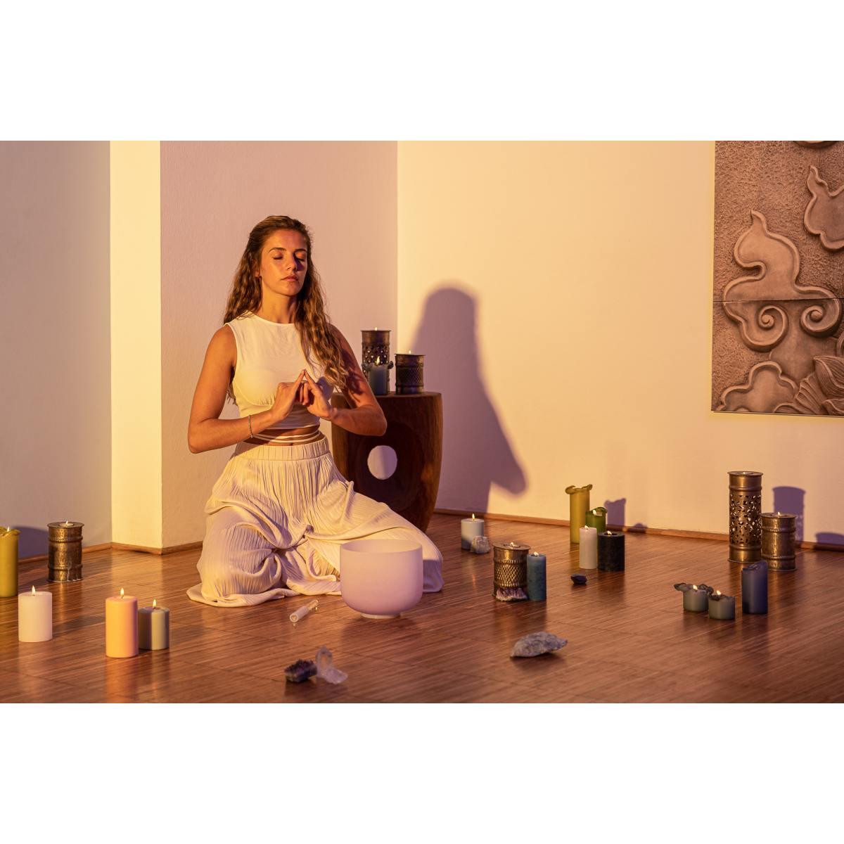 SONIC ENERGY CSBC8B CAMPANA TIBETANA IN CRISTALLO DA 8", COLORE SMERIGLIATO, NOTA SI4, CHAKRA DELLA CORONA