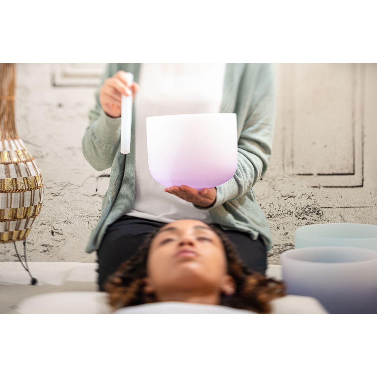 SONIC ENERGY CSBC8B CAMPANA TIBETANA IN CRISTALLO DA 8", COLORE SMERIGLIATO, NOTA SI4, CHAKRA DELLA CORONA