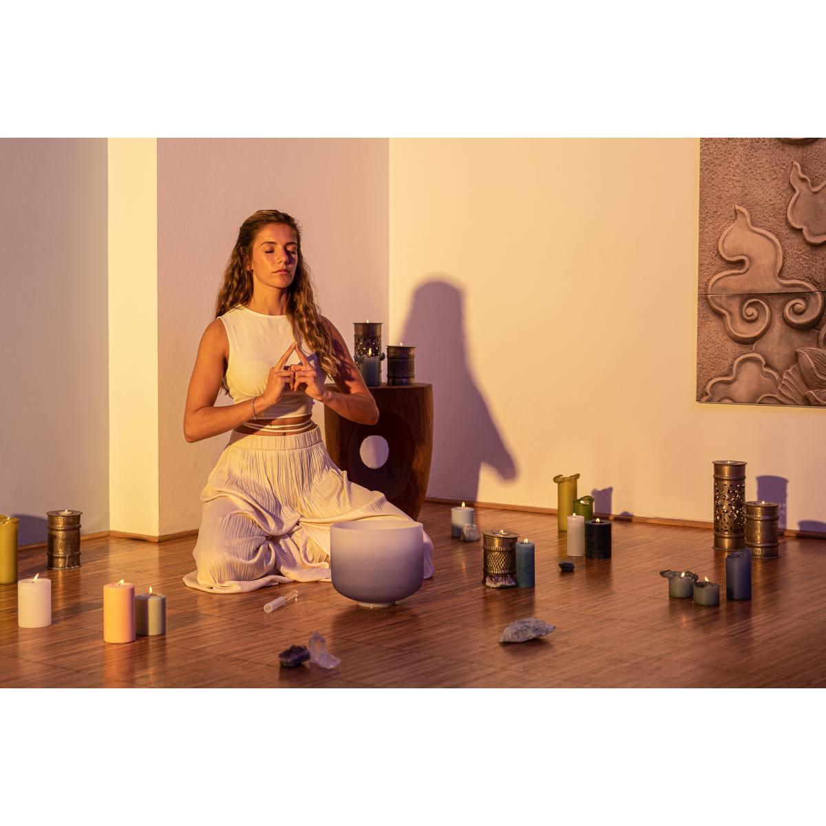 Sonic energy csbc9a campana tibetana in cristallo da 9 pollici, satinata, nota a4, chakra della fronte