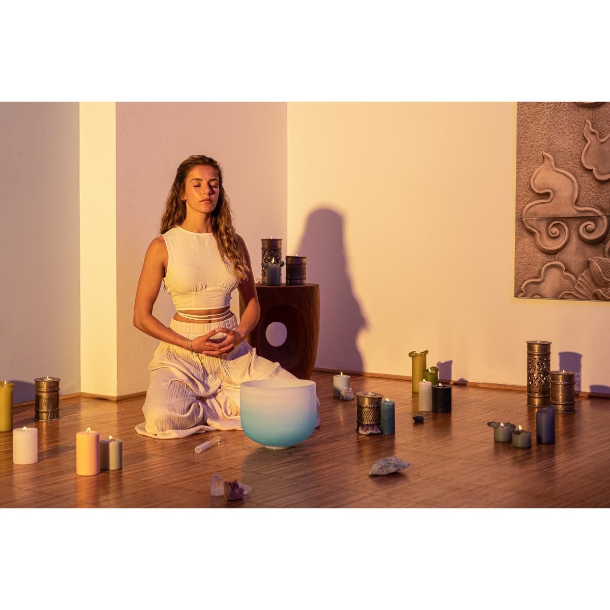 Sonic energy csbc10g campana tibetana in cristallo da 25,4 cm, satinato, nota sol4, chakra della gola