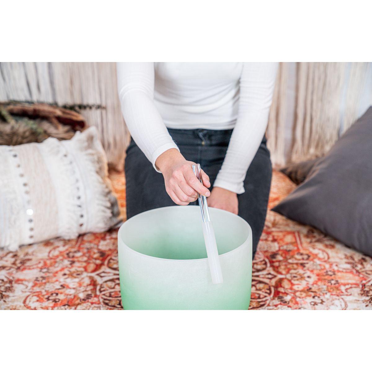 Sonic energy csbc11f campana tibetana in cristallo da 27,9 cm, satinata, nota f4, chakra del cuore