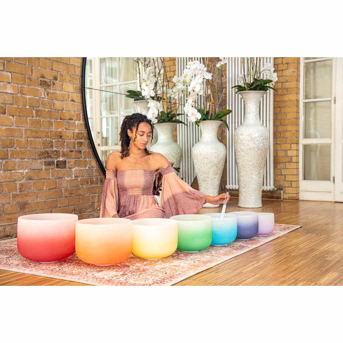 Sonic energy csbcsetcha set chakra campane tibetane in cristallo da 7 pezzi, c, d, e, f, g, a, b