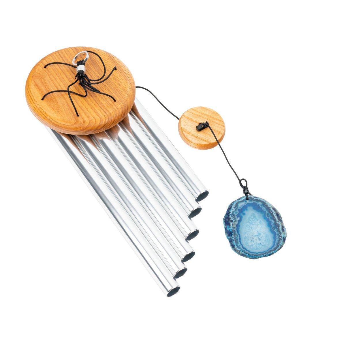 SONIC ENERGY BAMC29S CHIMES DA MEDITAZIONE IN AGATA BLU 29"/73 CM 432 HZ ARGENTO