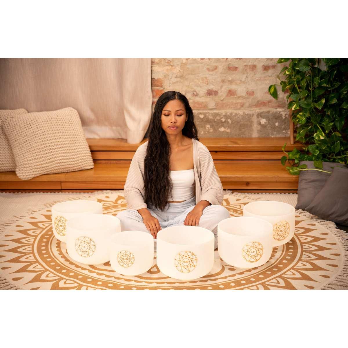 Sonic energy solcsbset set di campane tibetane in cristallo solfeggio