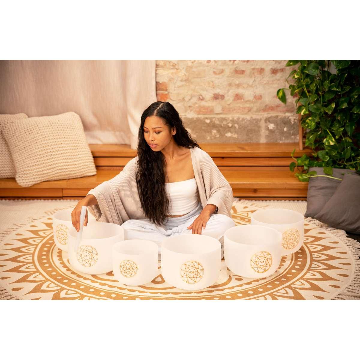 Sonic energy solcsbset set di campane tibetane in cristallo solfeggio