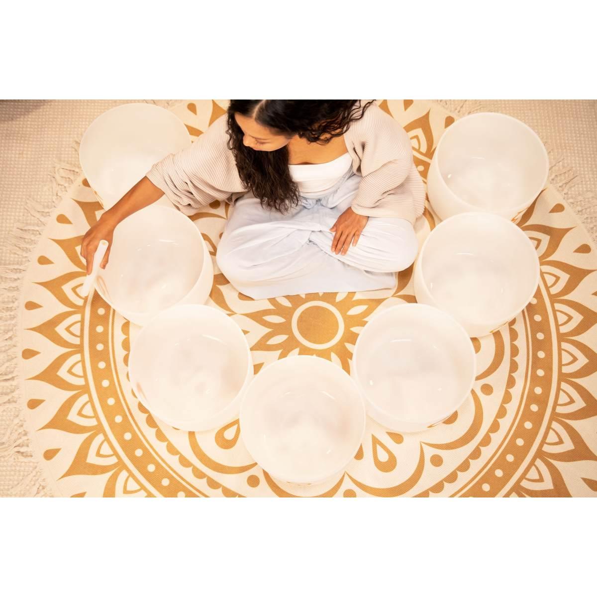 Sonic energy pcsbsetcha set chakra per campane tibetane in cristallo sintonizzato planetario