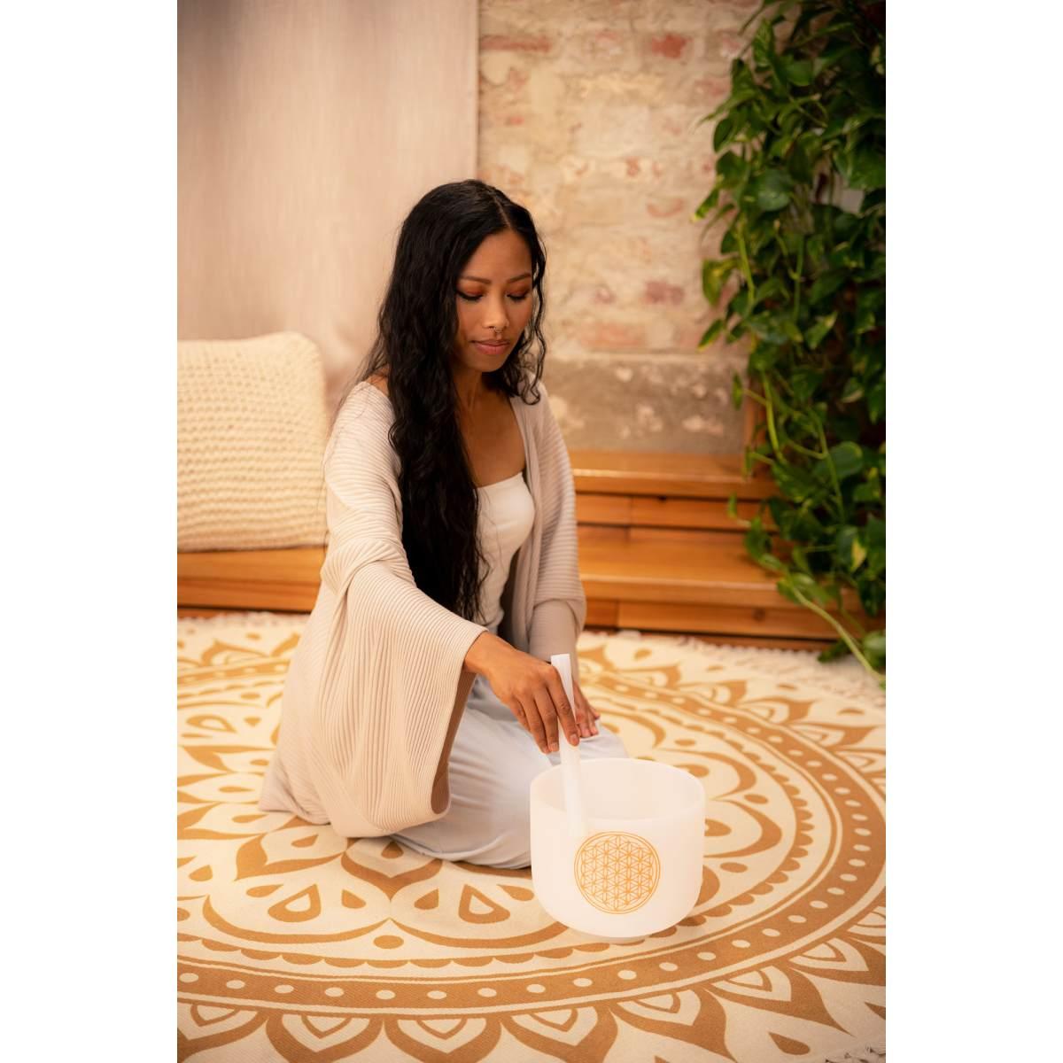 Sonic energy pcsb10fol campana tibetana in cristallo da 25,4 cm, fiore della vita 128 hz