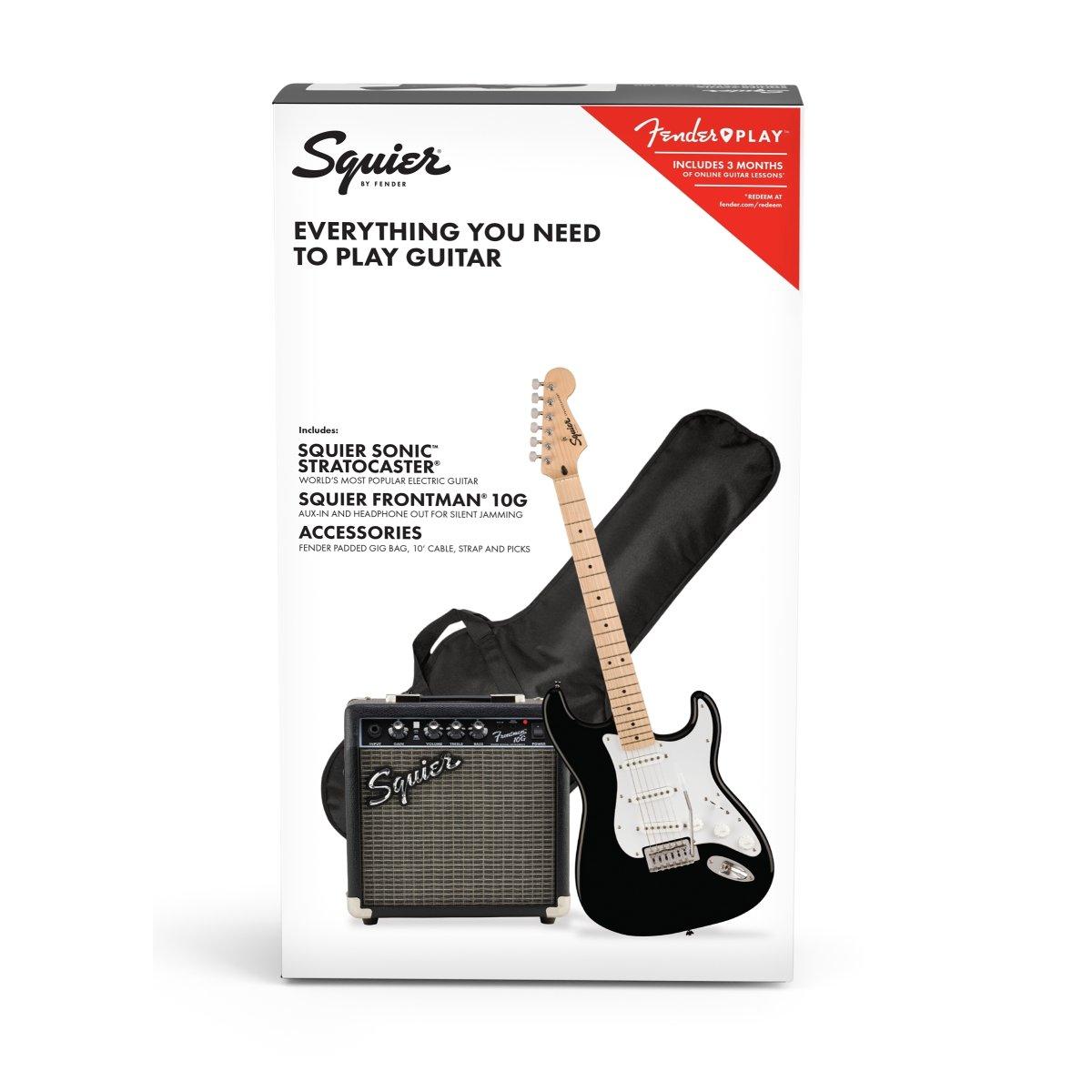 Fender squier sonic stratocaster black kit chitarra elettrica