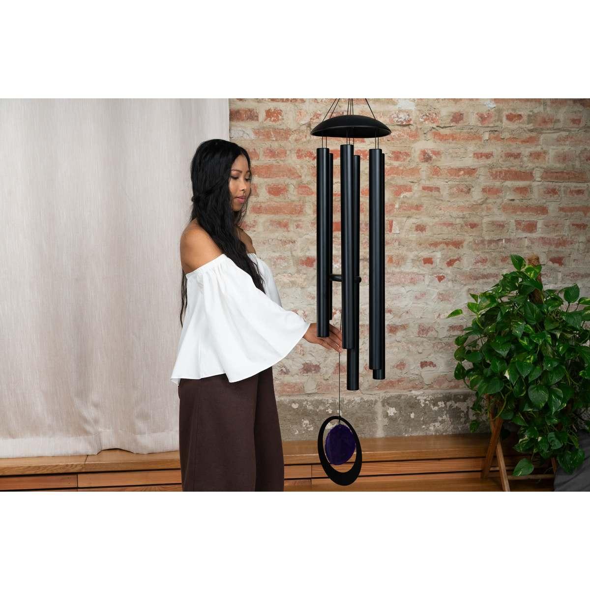 SONIC ENERGY MCDT50ABK Chimes da meditazione in agata viola 50" / 128 cm, 432 Hz, La maggiore, nero