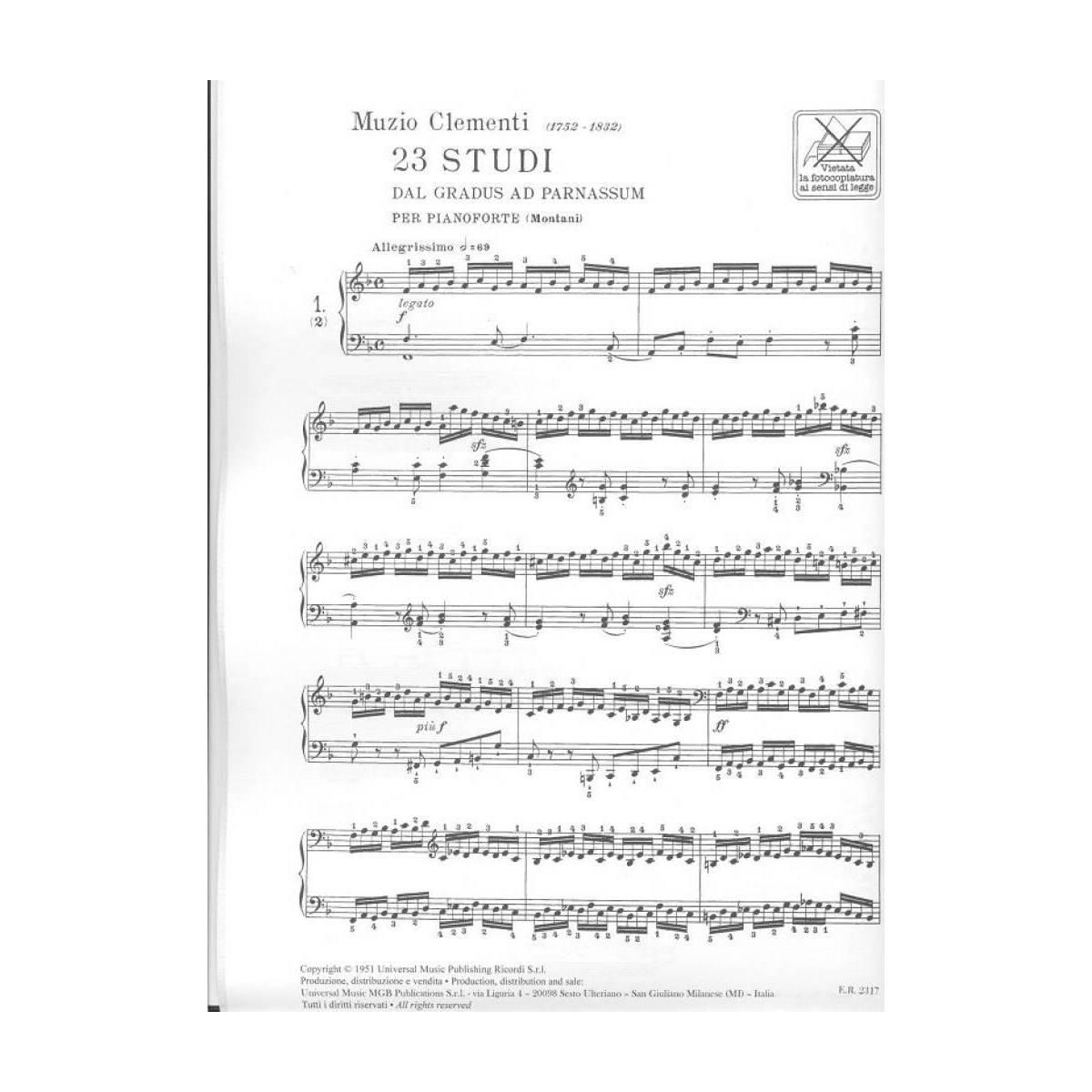 Clementi 23 studi dal gradus ad parnassum per pianoforte ( montani) 14