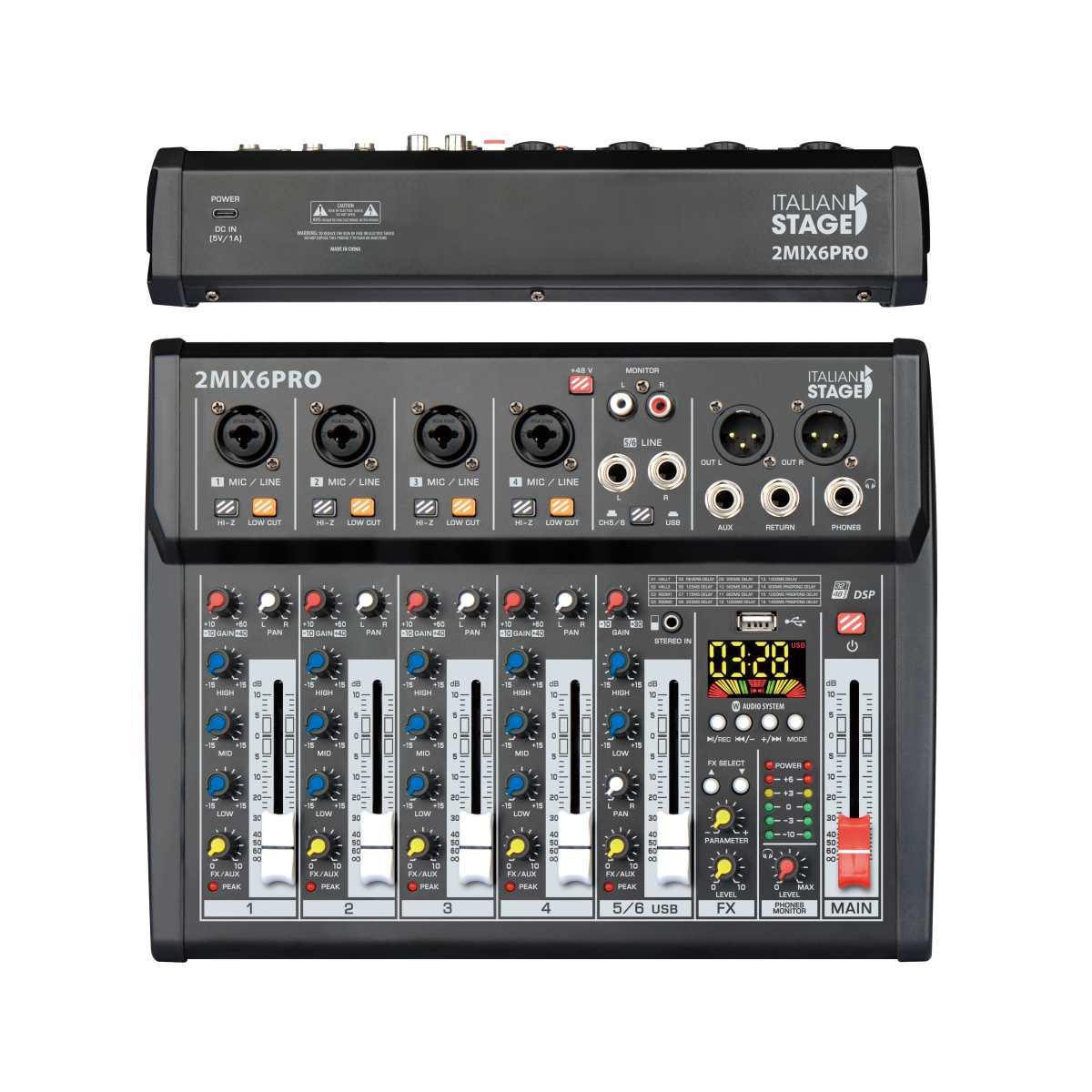 Italian stage 2mix6pro mixer analogico 6 canali