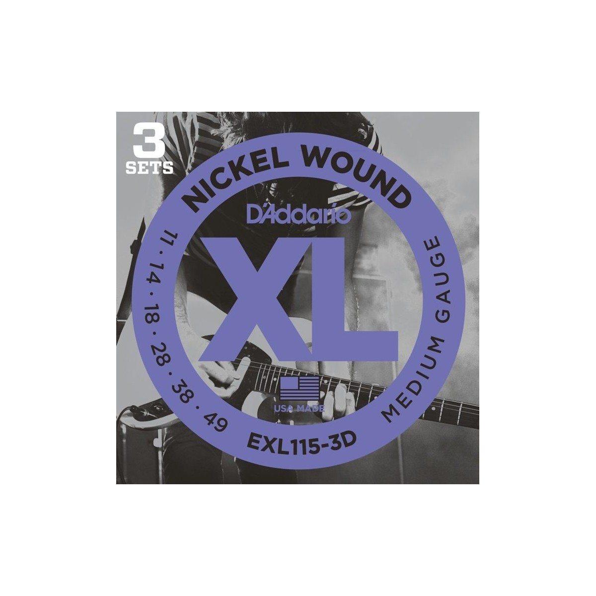 D'addario exl115-3d set corde chitarra elettrica 11-49