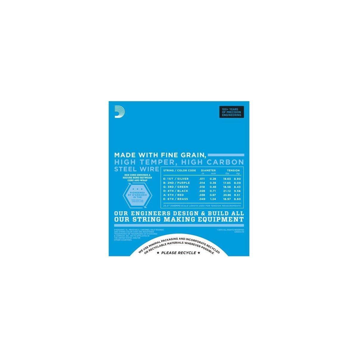 D'addario exl115-3d set corde chitarra elettrica 11-49