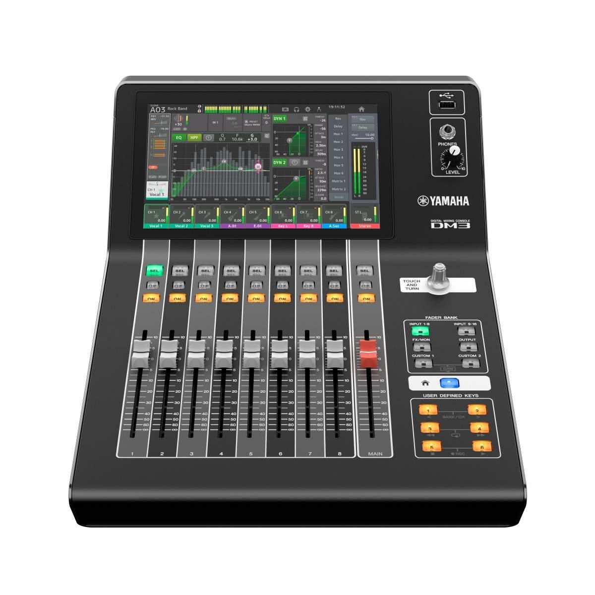 Yamaha dm3 dante mixer digitale 16 canali con 9 fader motorizzati con dante