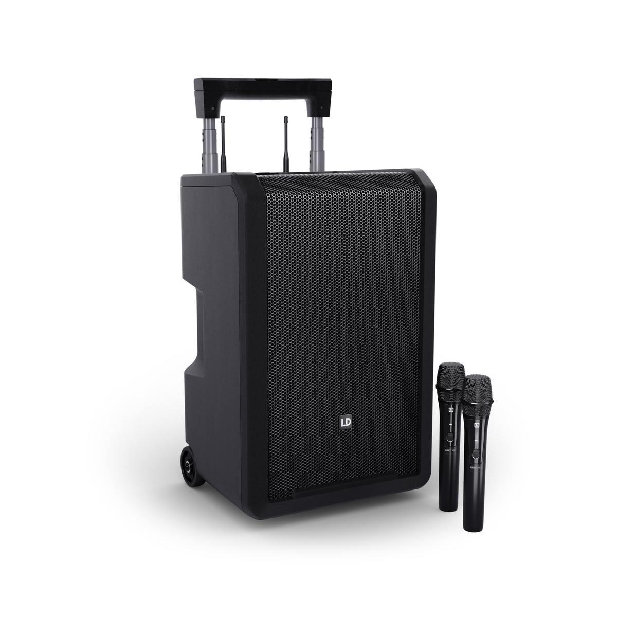 LD SYSTEMS ANNY 10 HHD 2 B8 - Altoparlante PA Bluetooth da 10" con batteria ricaricabile, mixer e 2 radiomicrofoni