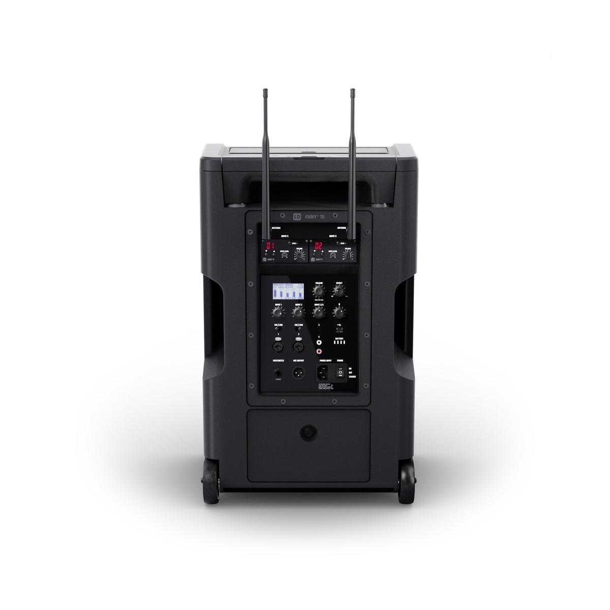 LD SYSTEMS ANNY 10 HHD 2 B8 - Altoparlante PA Bluetooth da 10" con batteria ricaricabile, mixer e 2 radiomicrofoni