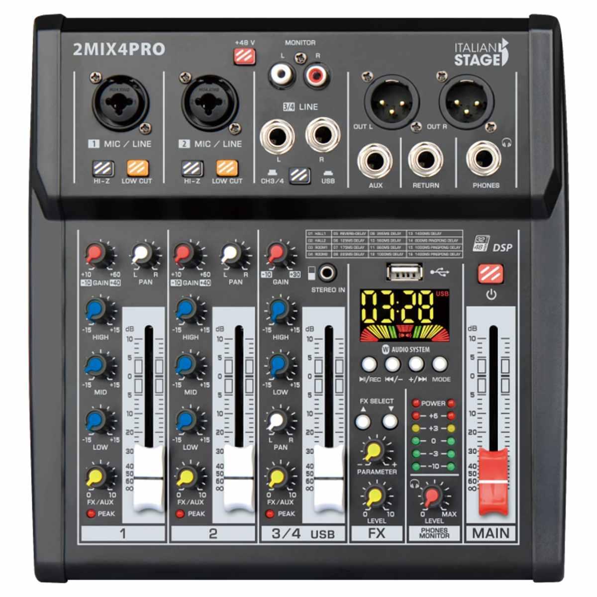 Italian stage 2mix4pro mixer 4 canali con effetti