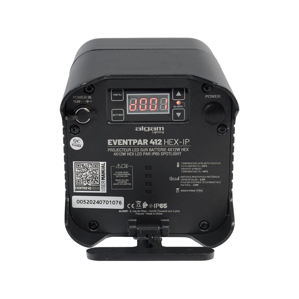 ALGAM LIGHTING EVENTPAR412-HEX-IP 4x12W RGBWA-UV IP65 a Batteria