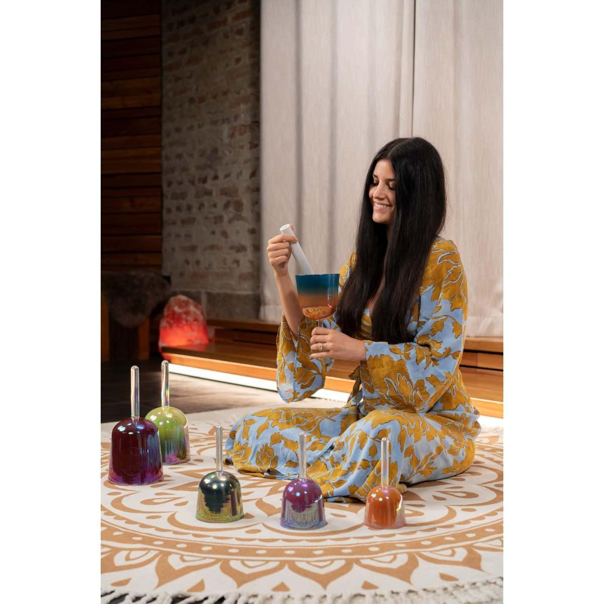 SONIC ENERGY ESOLCSBSET Set di campane tibetane in cristallo Essence Solfeggio da 6 pezzi