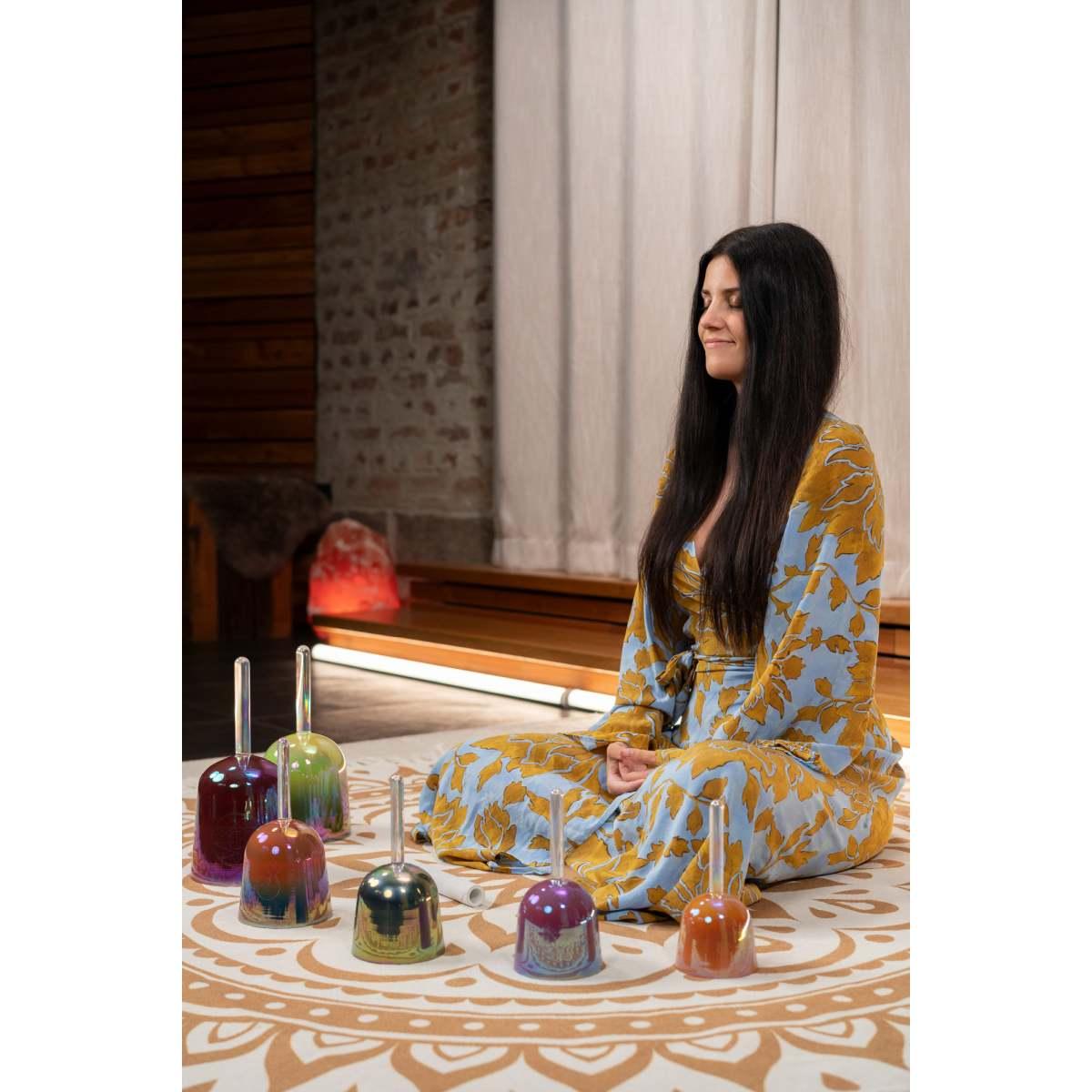 SONIC ENERGY ESOLCSBSET Set di campane tibetane in cristallo Essence Solfeggio da 6 pezzi