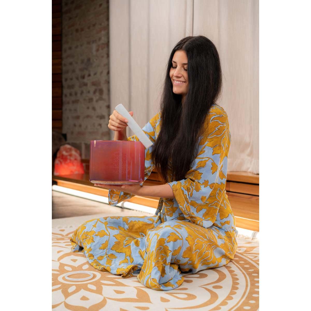 SONIC ENERGY ESOLCSB174 Campana tibetana in cristallo Essence Solfeggio da 8" 174 Hz, Brandy Rose