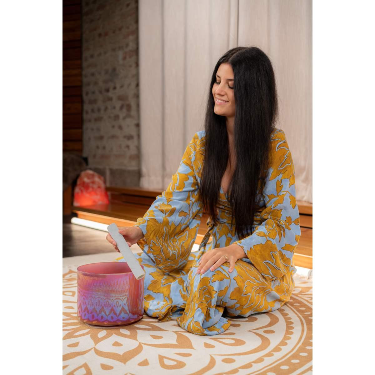 SONIC ENERGY ESOLCSB174 Campana tibetana in cristallo Essence Solfeggio da 8" 174 Hz, Brandy Rose