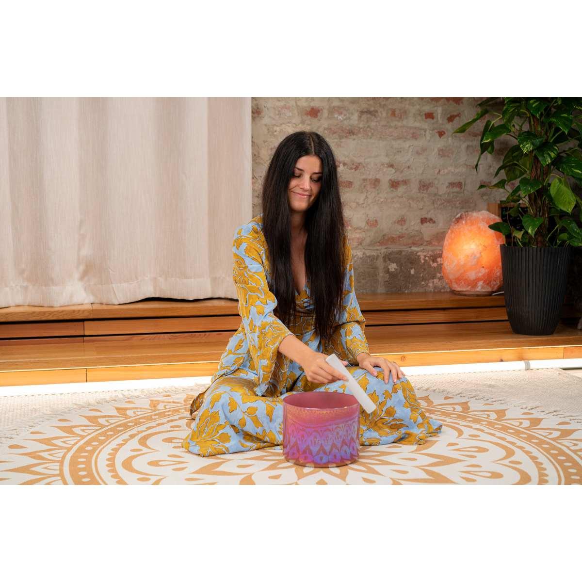 SONIC ENERGY ESOLCSB174 Campana tibetana in cristallo Essence Solfeggio da 8" 174 Hz, Brandy Rose