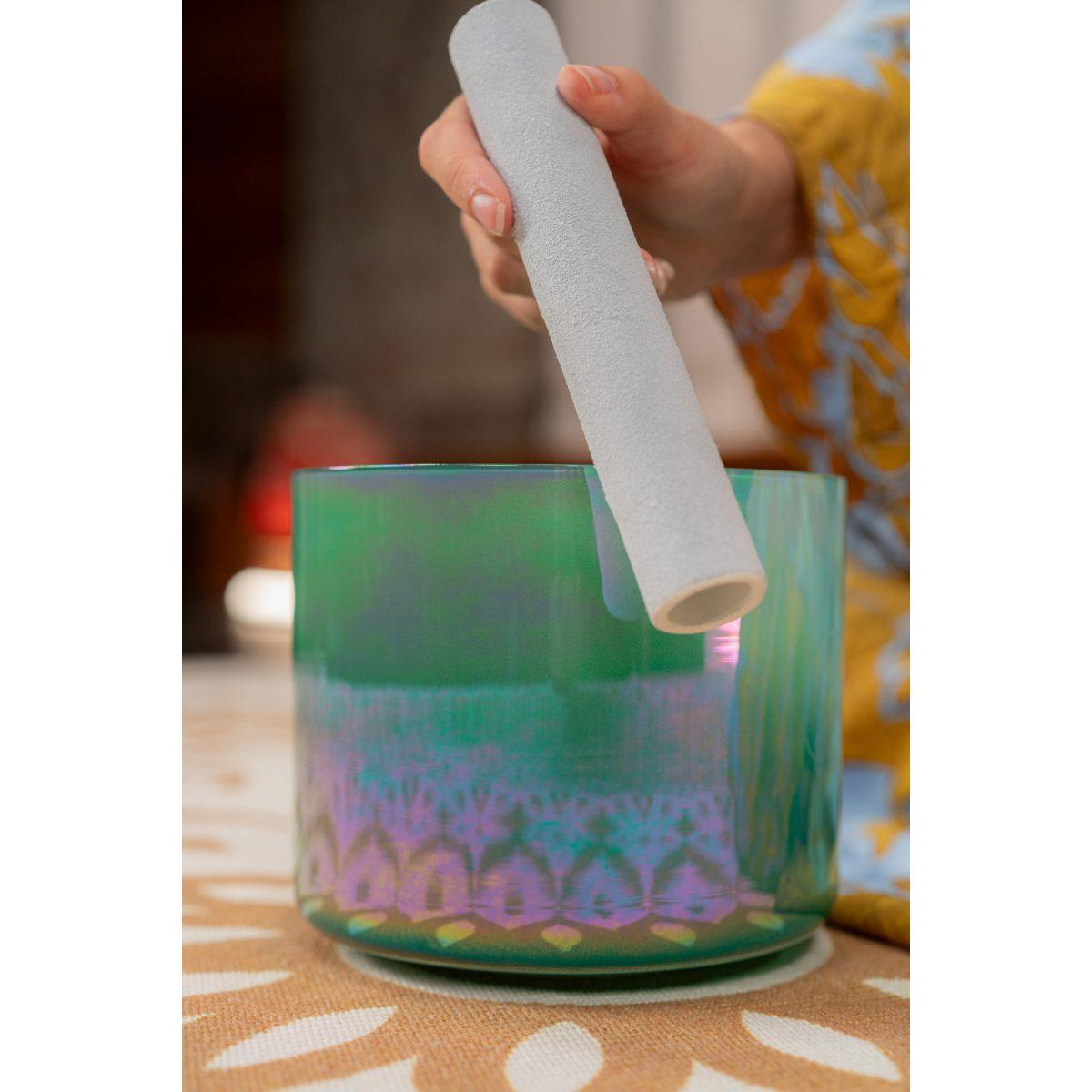 SONIC ENERGY ESOLCSB285 Campana tibetana in cristallo Essence Solfeggio da 6,75" 285 Hz, verde turchese