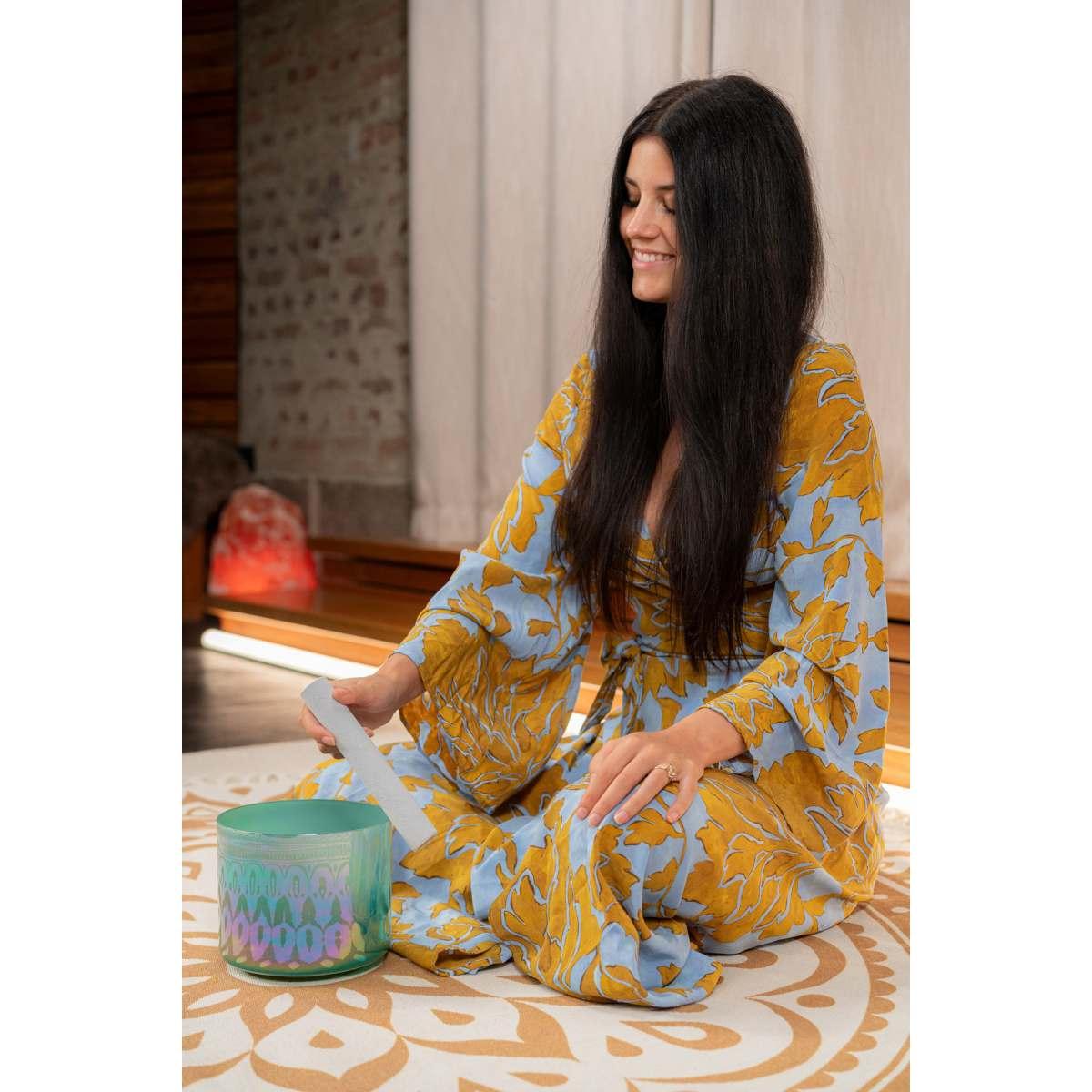 SONIC ENERGY ESOLCSB285 Campana tibetana in cristallo Essence Solfeggio da 6,75" 285 Hz, verde turchese