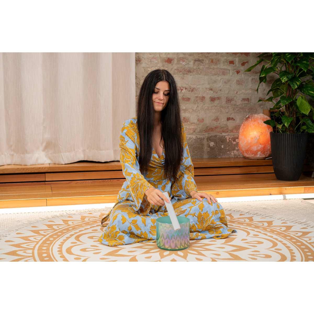 SONIC ENERGY ESOLCSB285 Campana tibetana in cristallo Essence Solfeggio da 6,75" 285 Hz, verde turchese