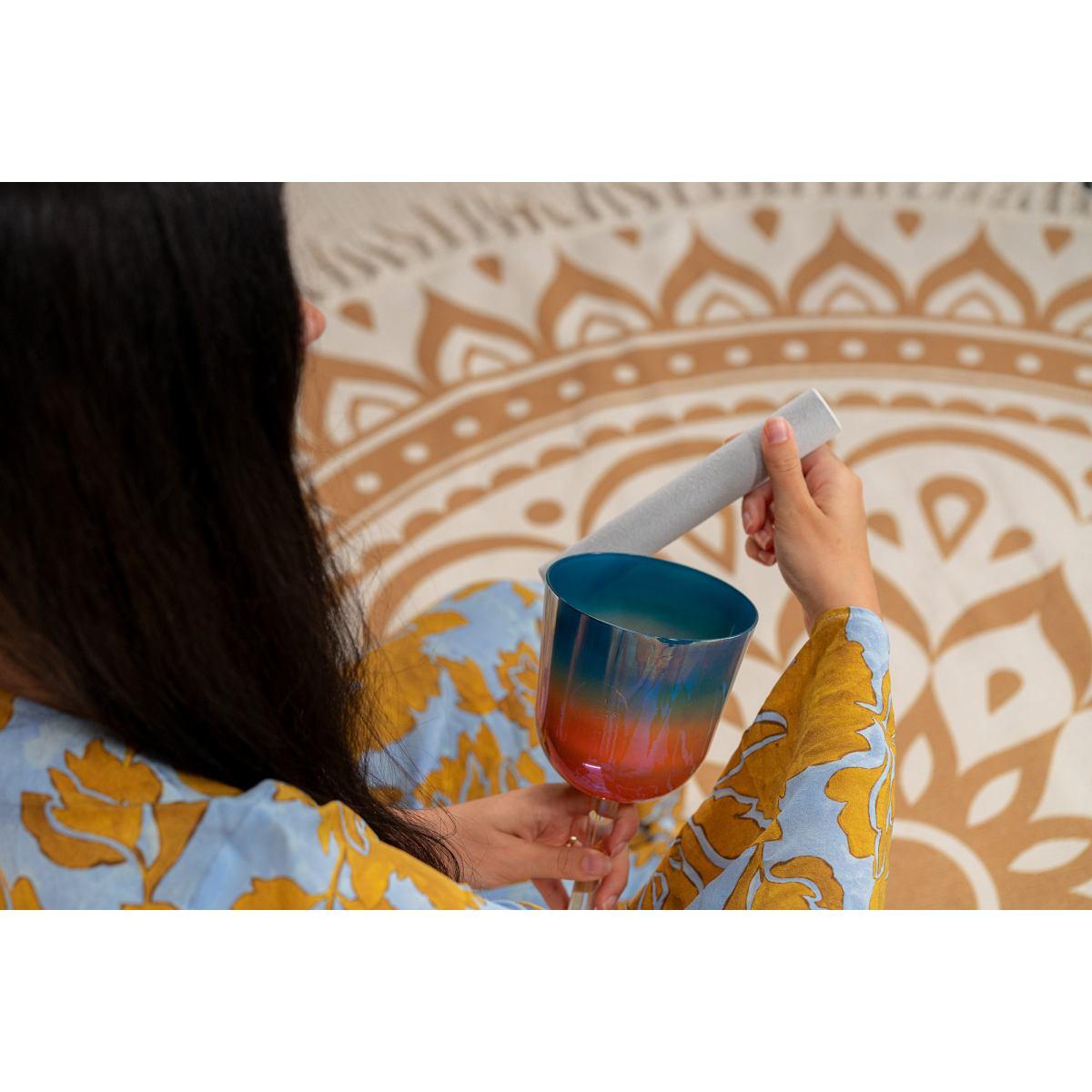 SONIC ENERGY ESOLCSB528 Campana tibetana in cristallo Essence Solfeggio da 4,5" Mi 528 Hz, Sunrise Blue