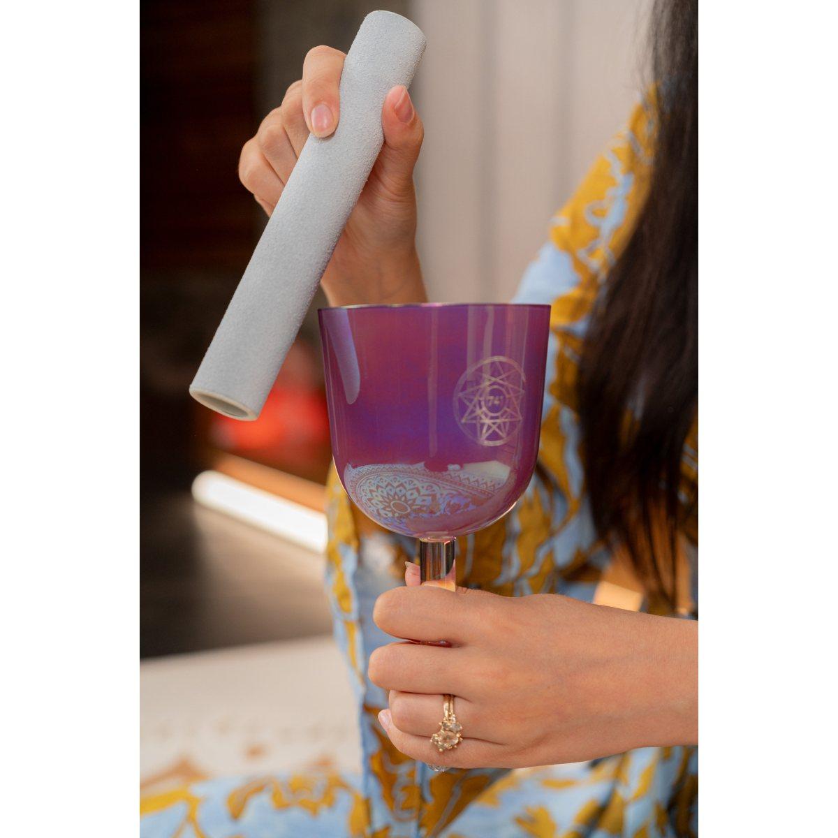 SONIC ENERGY ESOLCSB741 Campana tibetana in cristallo Essence Solfeggio da 3,75" Sol 741 Hz, Lavanda Viola