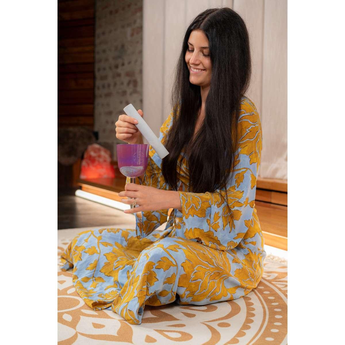 SONIC ENERGY ESOLCSB741 Campana tibetana in cristallo Essence Solfeggio da 3,75" Sol 741 Hz, Lavanda Viola