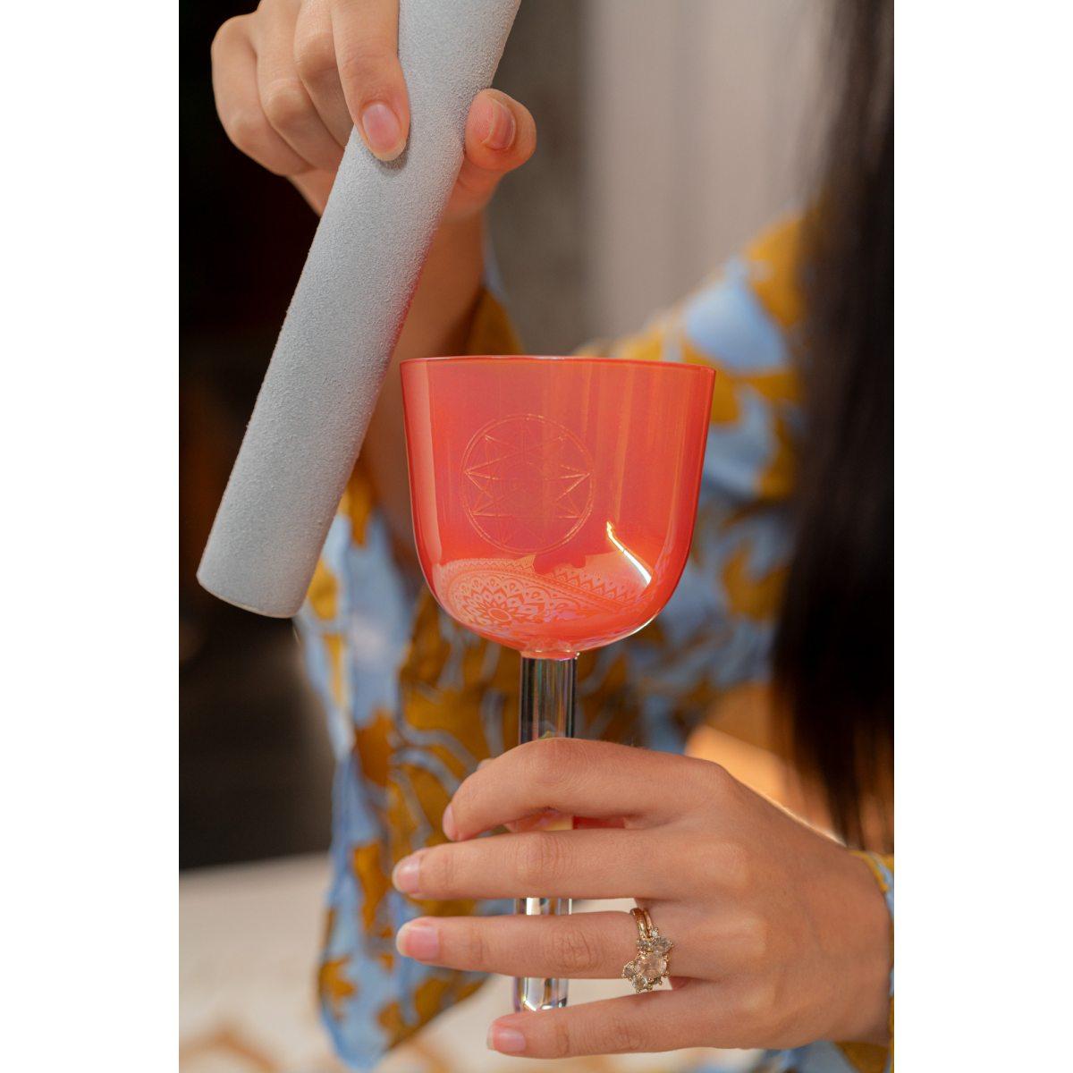 SONIC ENERGY ESOLCSB963 Campana tibetana in cristallo Essence Solfeggio da 3,25" 963 Hz, barriera corallina