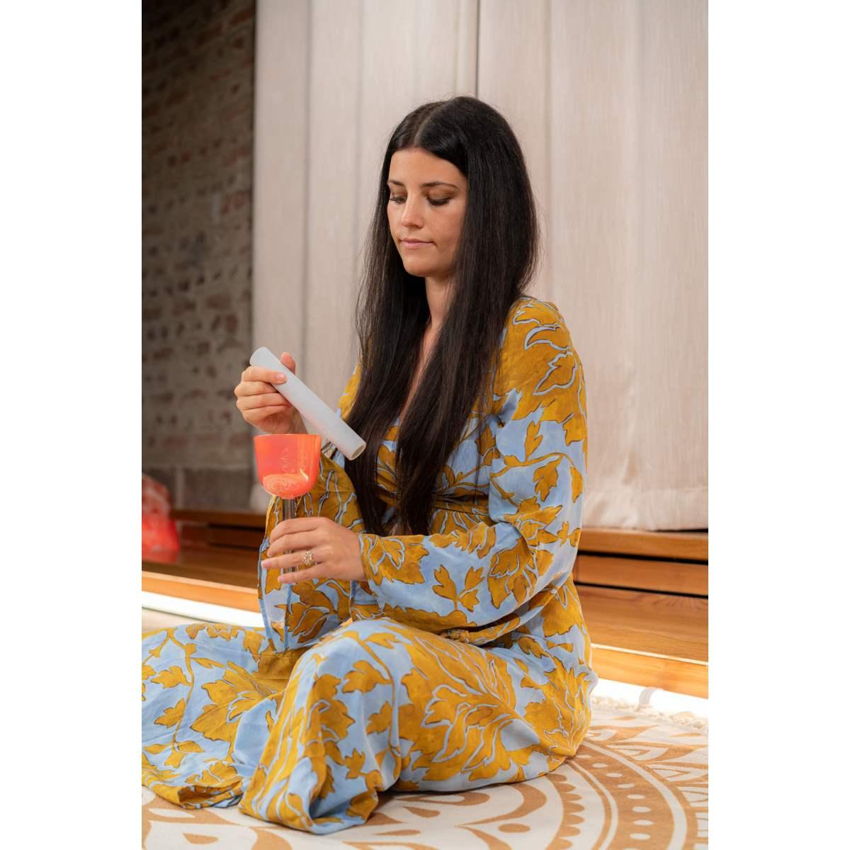 SONIC ENERGY ESOLCSB963 Campana tibetana in cristallo Essence Solfeggio da 3,25" 963 Hz, barriera corallina