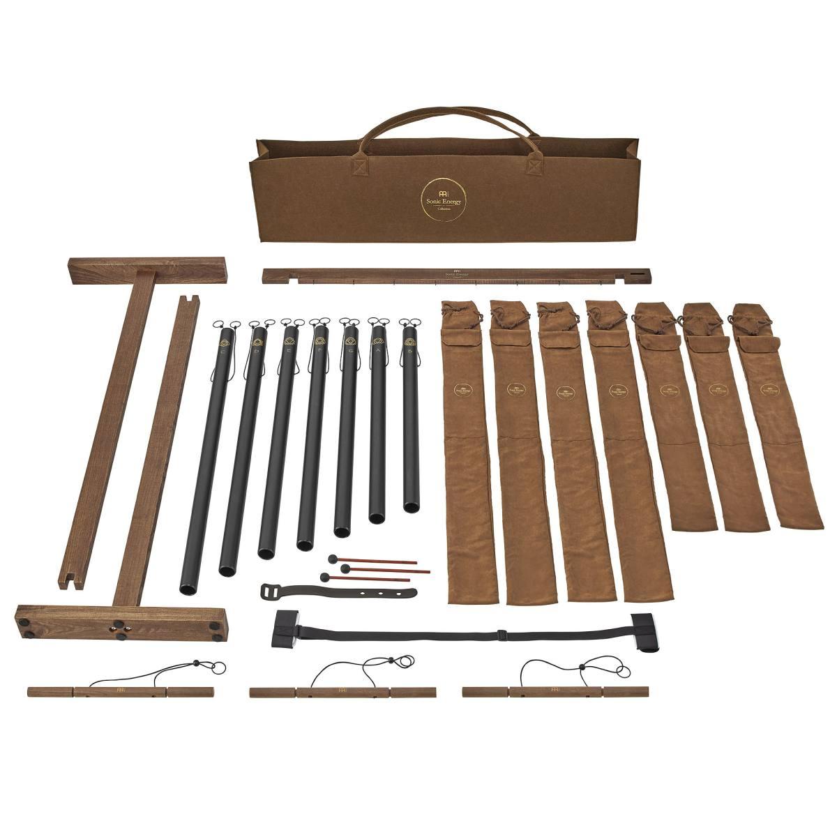 SONIC ENERGY SBTSETCHA Set di 7 pezzi di campanelli sonori per bagno chakra 432 Hz nero