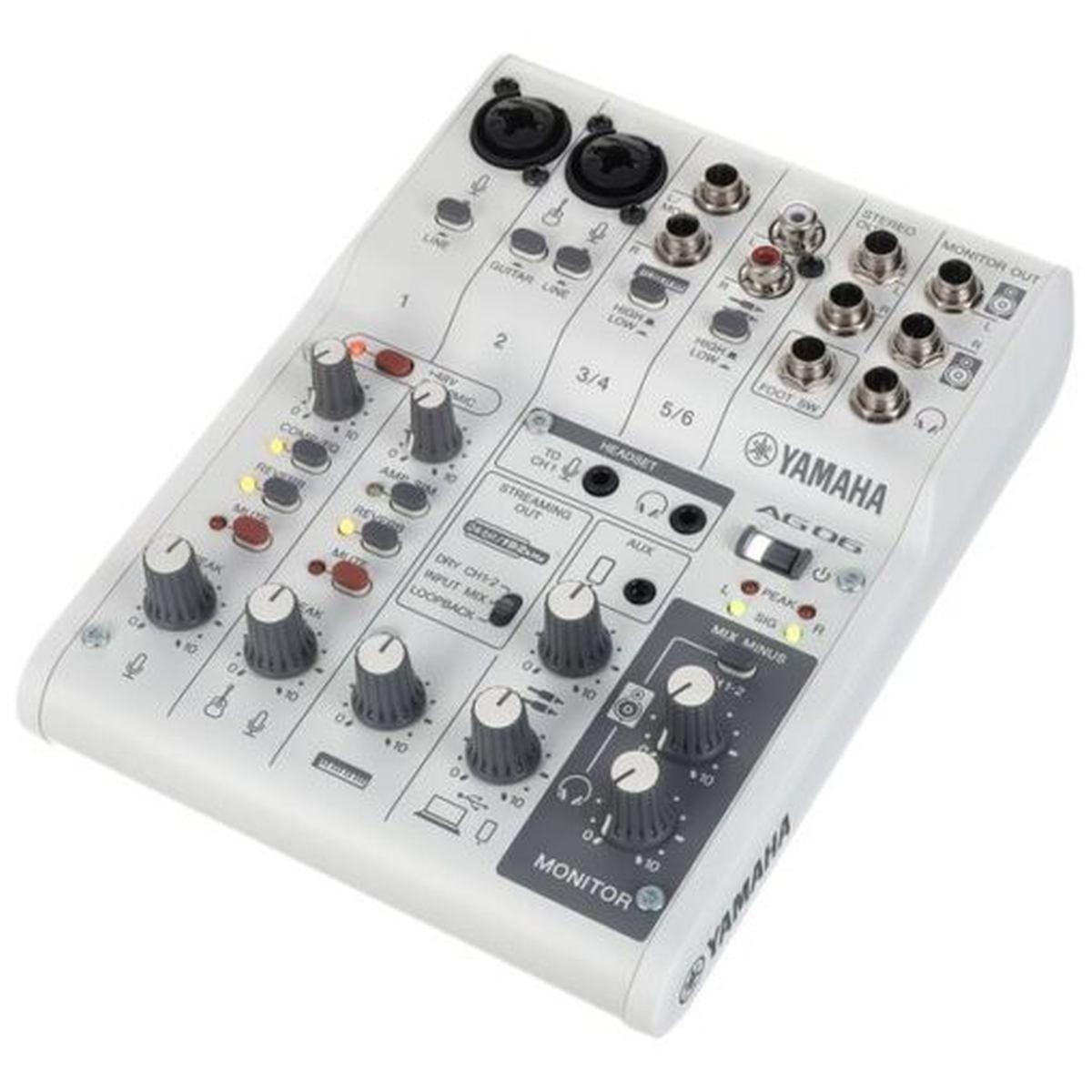 Yamaha ag06 mkii white mixer per live streaming 6 canali con interfaccia audio usb